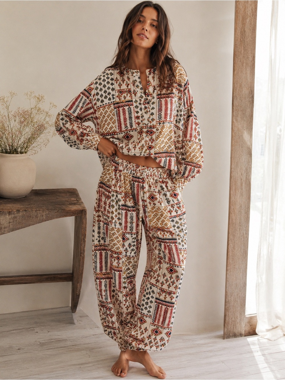 🤎 Rhea Vintage Patchwork Two-Piece Set – NWT